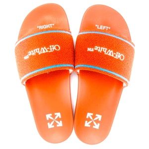 Off white terry slide orange